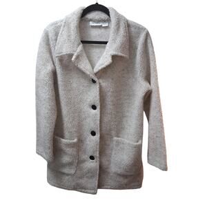 CW Classics Button Up Cardigan Sweater Front Pockets Long Sleeves Cozy Cream-SM